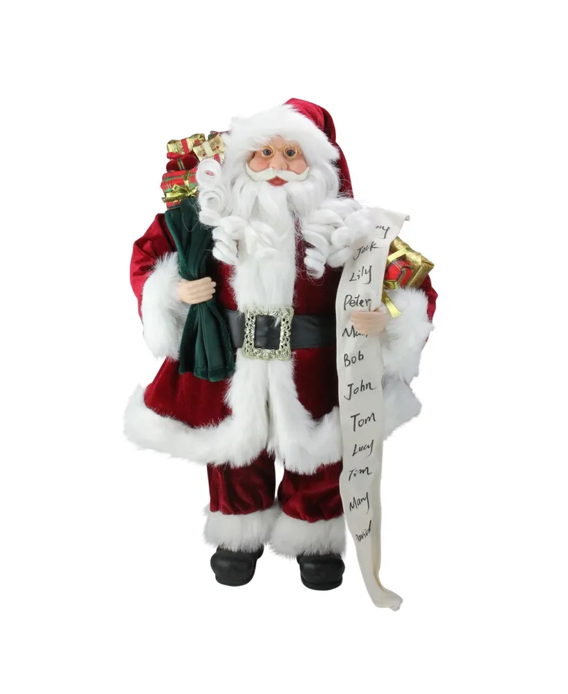 Northlight Santa Claus with Naughty or Nice List and Bag Of Presents Christmas Figure