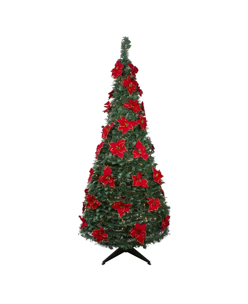 Northlight 20 Pre-Lit Fiber Optic Poinsettia Artificial Christmas Plant -  Red and Green