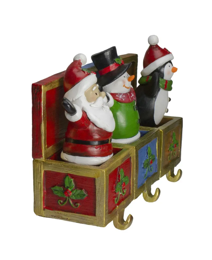 Northlight Santa Snowman and Penguin Jack in The Box Christmas Stocking Holders, Set of 3