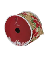 Northlight and Poinsettia Christmas Wired Craft Ribbon Yards