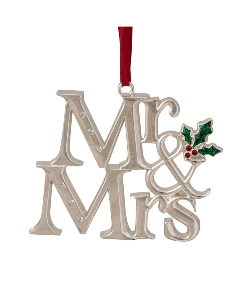 Northlight "Mr and Mrs" Christmas Ornament with Holly Leaves