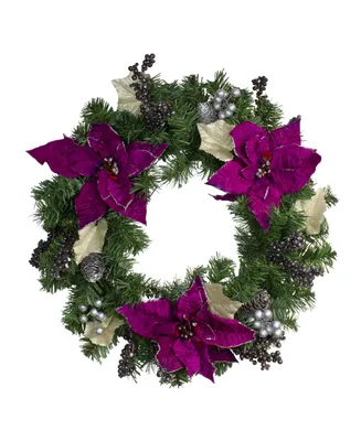 Northlight Unlit Poinsettia and Pine Cone Artificial Christmas Wreath