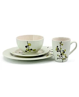 Elama Retro Bloom 16 Piece Luxurious Stoneware Dinnerware Set
