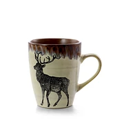 Elama Majestic Elk 16 Piece Luxurious Stoneware Dinnerware Set