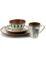 Elama Majestic Wolf 16 Pc. Dinnerware Set, Service for 4