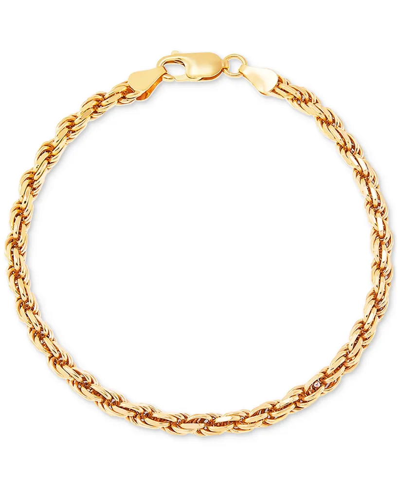 Men's Rope Link Bracelet (4mm) in 18k Gold-Plated Sterling Silver