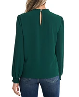 CeCe Women's Long Sleeve Smocked Cuff Pin-Tuck Front Blouse