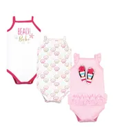 Little Treasure Baby Girls Treasure Cotton Bodysuits 3pk, Flip Flops, 9-12 Months