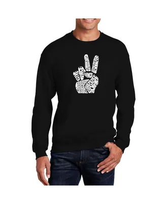 La Pop Art Men's Word Peace Fingers Crewneck Sweatshirt