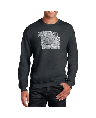 La Pop Art Men's Word Pug Face Crewneck Sweatshirt