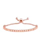 Rose Gold Plated Simulated Morganite Tennis Adjustable Bolo Bracelet