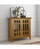 Simpli Home Bedford Solid Wood Low Storage Media Cabinet