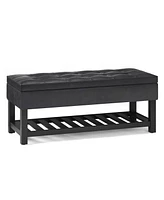 Simpli Home Cosmopolitan Storage Ottoman Bench with Open Bottom