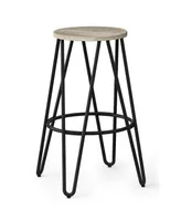 Simpli Home Simeon 30" Metal Bar Stool with Wood Seat