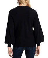 1.state Women's Rib-Knit Bubble Sleeve Long Sleeve Sweater