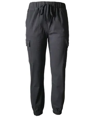 Tinseltown Juniors' High Waisted Pull On Utility Jogger Pants