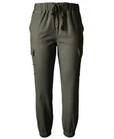 Tinseltown Juniors' High Waisted Pull On Utility Jogger Pants