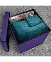 Sorbus Faux Suede Storage Ottoman Cube - Plush Cushion, Hidden Storage, Lightweight & Portable. Folds Flat