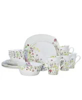 Mikasa Wildflower Garden Square 16 Piece Dinnerware Set, Service for 4