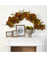 Nearly Natural Autumn Magnolia Leaf and Berries Artificial Garland