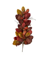 Nearly Natural Autumn Magnolia Leaf with Berries Artificial Tear Drop