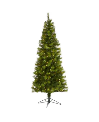 Nearly Natural Valley Pine Artificial Christmas Tree with 300 Warm Led Lights and 579 Bendable Branches