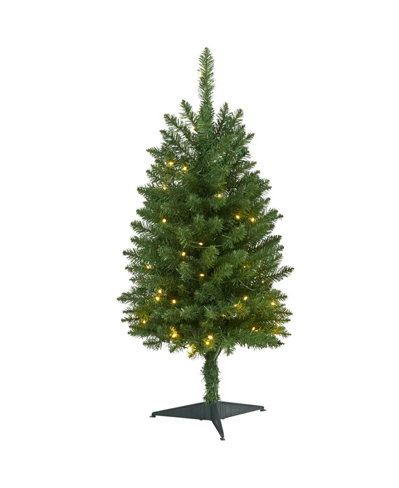 Nearly Natural Slim Mountain Pine Artificial Christmas Tree with Clear Led Lights