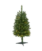 Nearly Natural Slim Mountain Pine Artificial Christmas Tree with Clear Led Lights