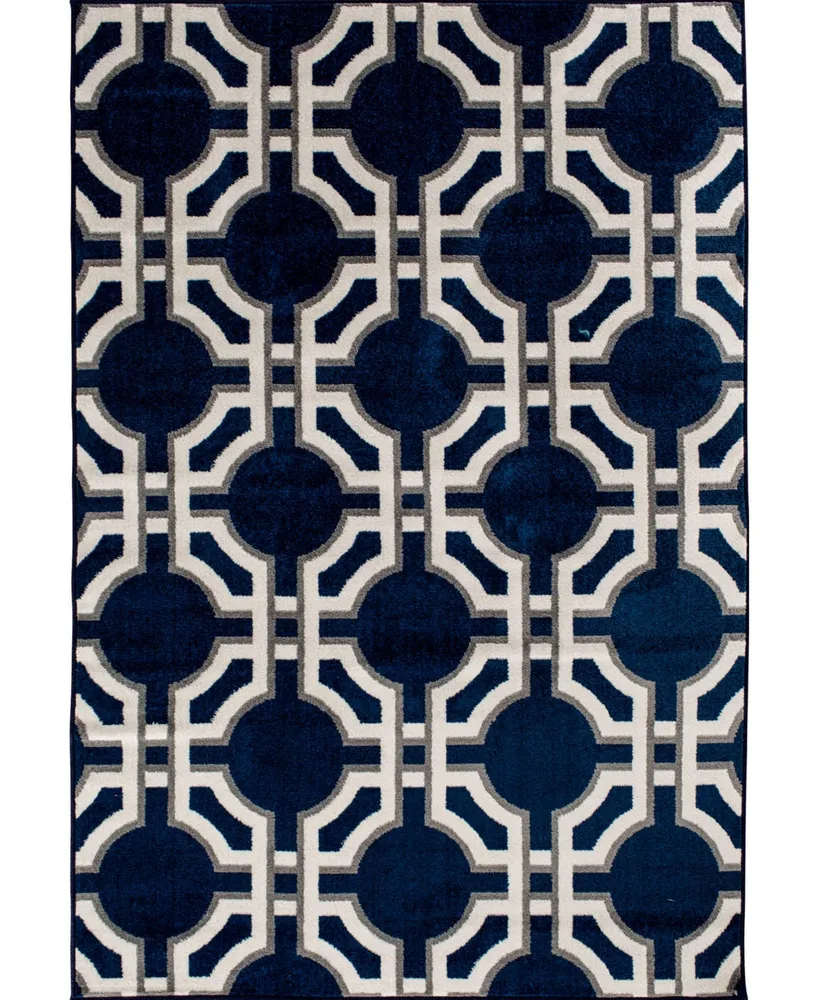 Portland Textiles Tropicana Dolliver Blue 5' x 7'3" Outdoor Area Rug