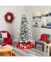 Nearly Natural Flocked North Carolina Fir Artificial Christmas Tree with 550 Warm Lights and 2090 Bendable Branches