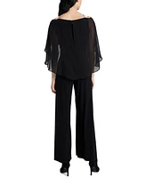 Msk Side-Draped Cold-Shoulder Jumpsuit