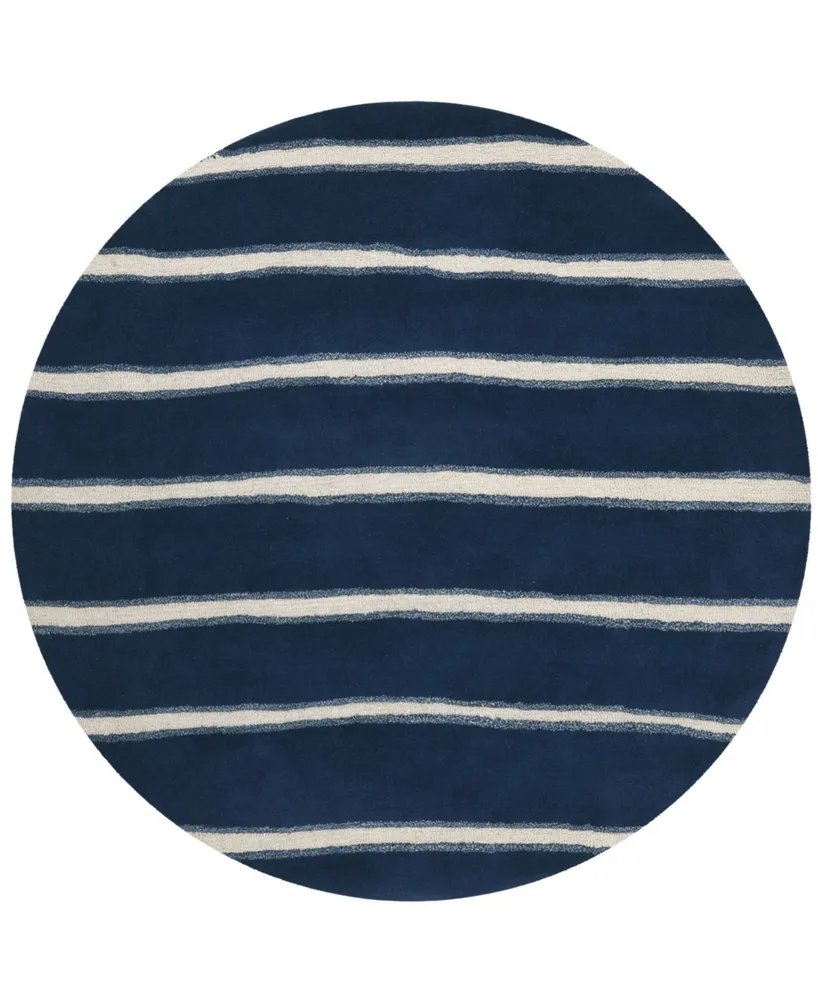 Martha Stewart Collection Chalk Stripe MSR3617C Navy 6' x 6' Round Area Rug