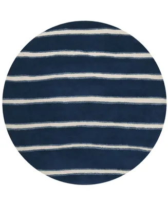 Martha Stewart Collection Chalk Stripe MSR3617C Navy 6' x 6' Round Area Rug