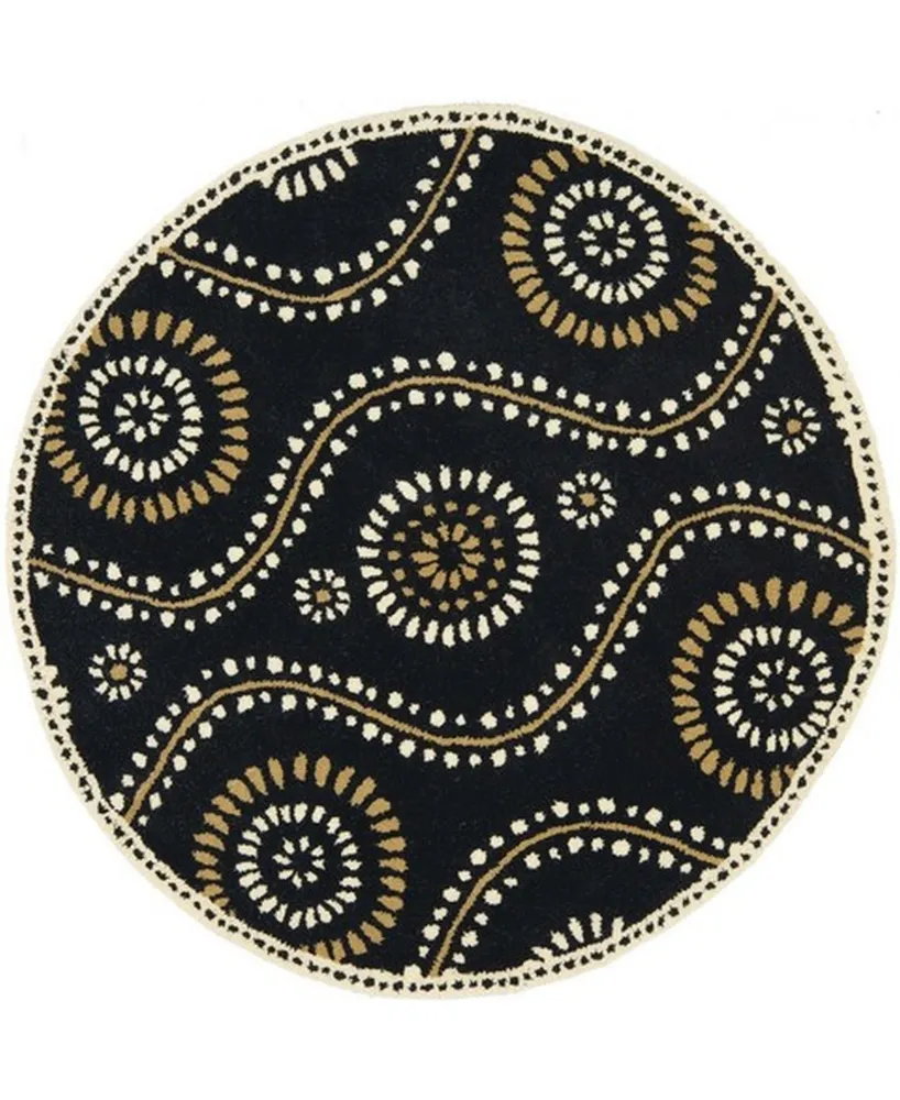 Martha Stewart Collection Ogee Dot MSR4532A Black 4' x 4' Round Area Rug