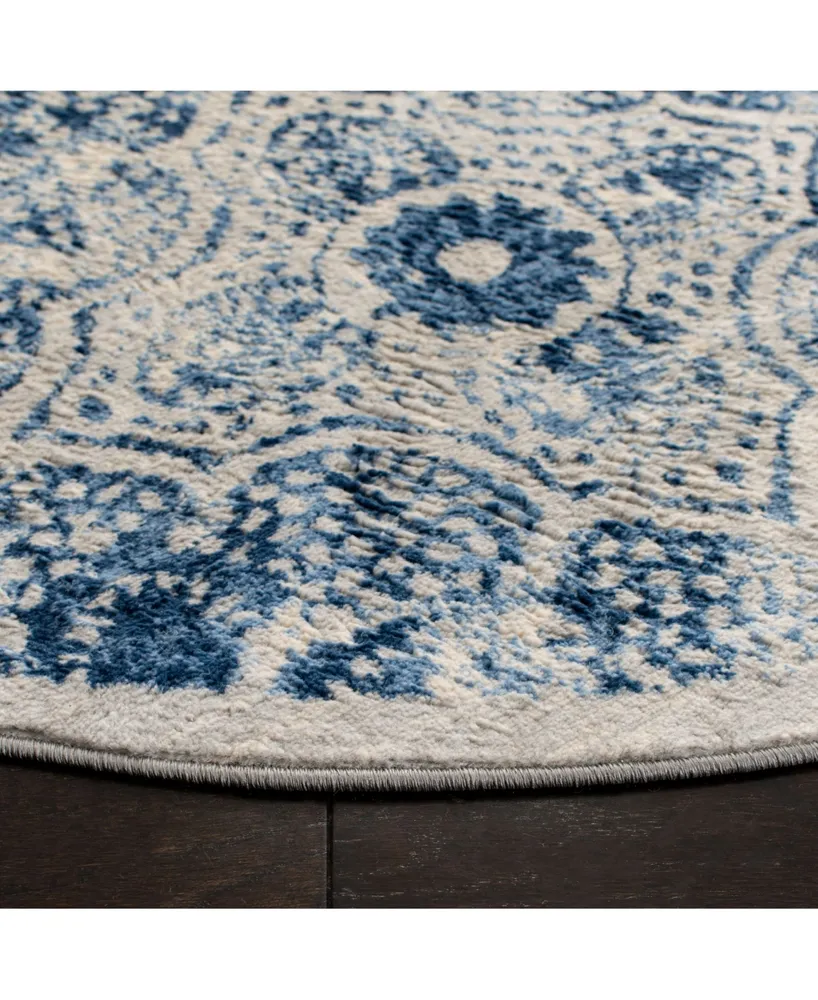 Martha Stewart Collection 2862 MSR2862D Cream/Blue 6'7" x 6'7" Round Area Rug