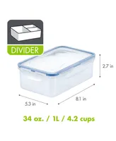 Lock n Lock Easy Essentials On the Go Meals Divided Rectangular Food Storage Containers, 34-Ounce, Set of 3