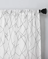 No. 918 Abstract Geometric Embroidery Semi-Sheer Rod Pocket Curtain Panel, 50" x 84"