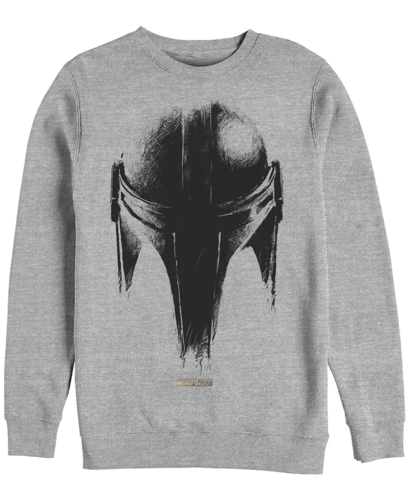 Fifth Sun Men's Star Wars Mandalorian Sketch Helm Crew Fleece Pullover T-shirt