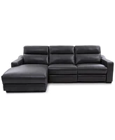 Gabrine 3-Pc. Leather Sectional with 1 Power Headrest and Chaise, Created for Macy's