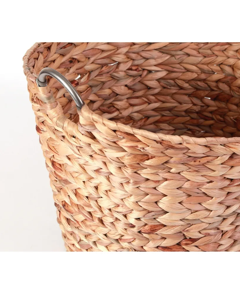 Vintiquewise Water Hyacinth Wicker Large Round Storage Laundry Basket with Handles