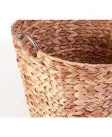 Vintiquewise Water Hyacinth Wicker Large Round Storage Laundry Basket with Handles