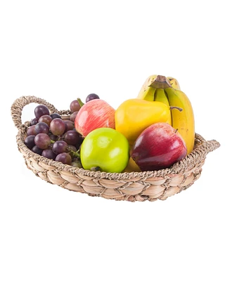Vintiquewise Seagrass Small Fruit Bread Basket Tray with Handles