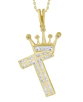 Men's Diamond (3/8 ct.t.w.) Crowned Initial Pendant in 10k Yellow Gold