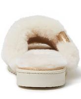 Fireside by Dearfoams Women's Cairns Genuine Shearling Fuzzy Slide Slipper