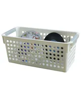 Vintiquewise Rectangular Plastic Shelf Organizer Basket with Handles