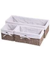 Vintiquewise Seagrass Shelf Storage Baskets with Lining, Set of 3