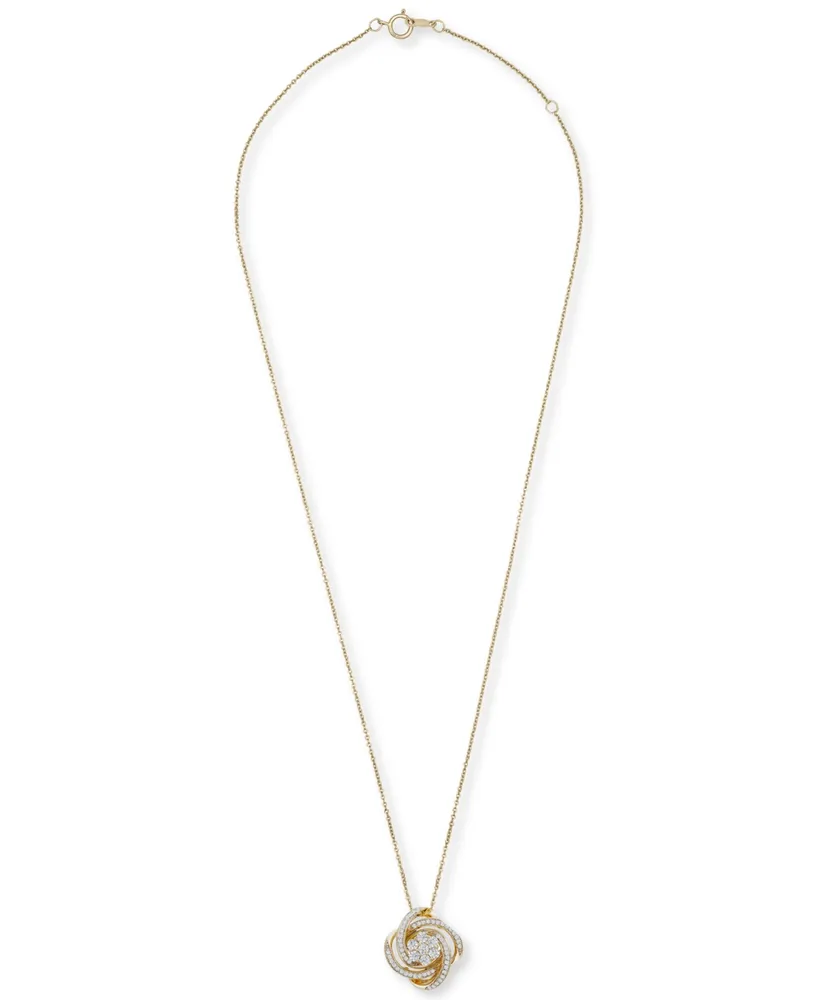 Wrapped in Love Diamond Love Knot 20" Pendant Necklace (1/2 ct. t.w.) in 14k Gold, Created for Macy's