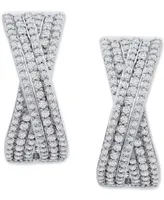 Wrapped in Love Diamond Crossover Oval Hoop Earrings (1 ct. t.w.) in Sterling Silver, Created for Macy's