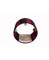 Armarkat B1201 Real Wood Cat Hideaway Tunnel, Scotch Plaid with Velvet Bed Pad and Hanging Toy