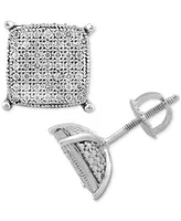 Men's Diamond Cushion Cluster Stud Earrings (1/4 ct. t.w.) in Sterling Silver